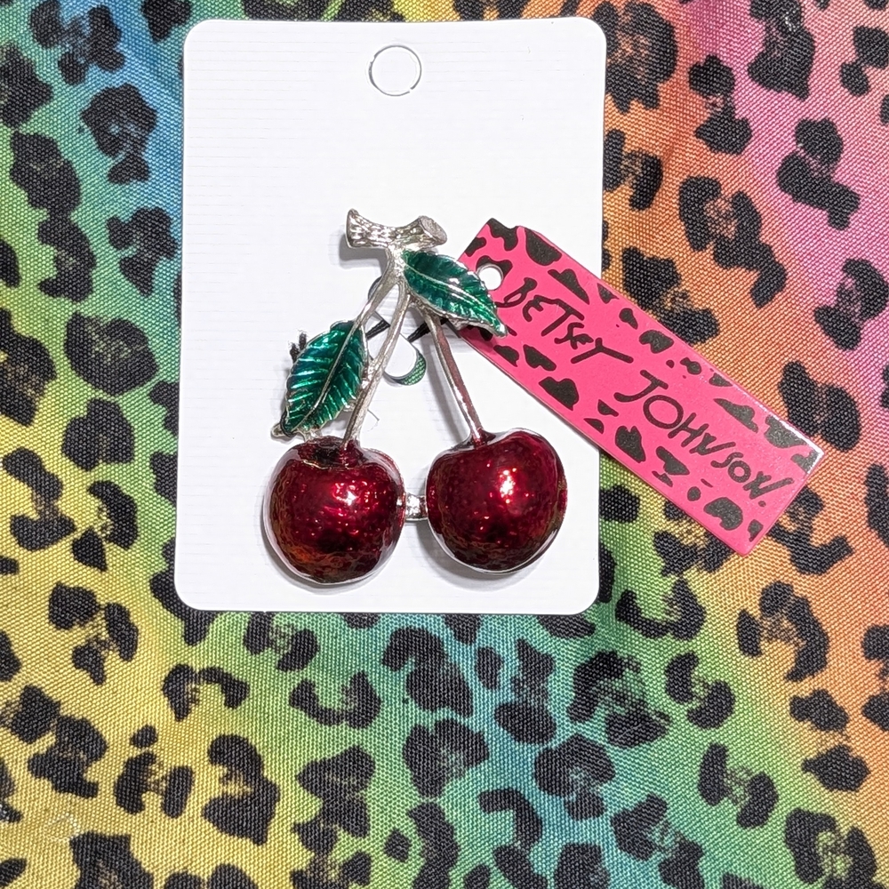 Betsey Johnson Glitter Cherry Pin